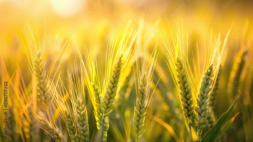 Close up view of a vibrant barley field Close up view of a vibrant barley field