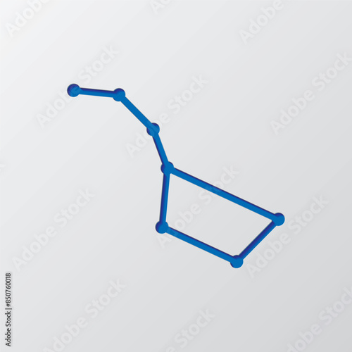 Big Dipper simple icon. Flat design. Paper cut design. Cutted blue symbol with shadow. Gray background