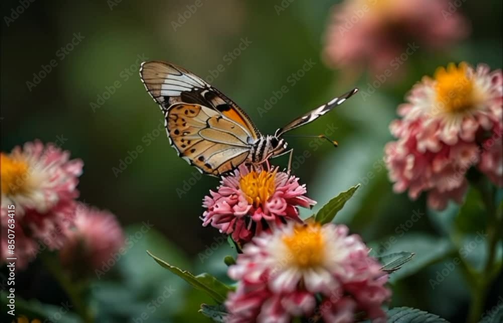 View of butterflies perched on beautiful flowers, Seamless 4K looping virtual video animation background View of butterflies perched on beautiful flowers, Seamless 4K looping virtual video animation background