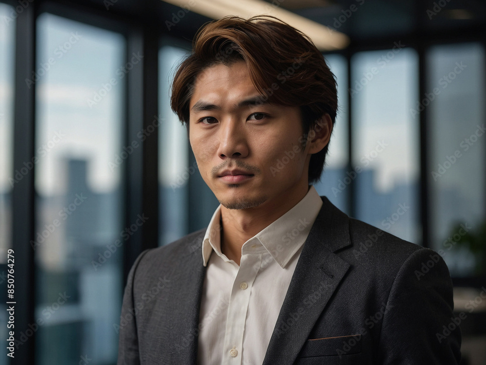 Portrait photo of a young Japanese businessman in a neat and formal suit Portrait photo of a young Japanese businessman in a neat and formal suit