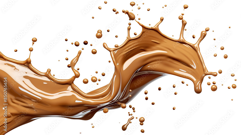 Brown cream coffee liquid swirl splash with little foundation bubbles isolated on white background PNG Brown cream coffee liquid swirl splash with little foundation bubbles isolated on white background PNG