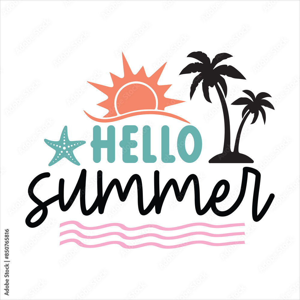 Naklejka premium Hello Summer SVG, Summer svg, Summer Vacation svg, Watermelon svg, Summer Decor SVG, Cute Summer svg, Summer Cut File, Summer Door Sign svg