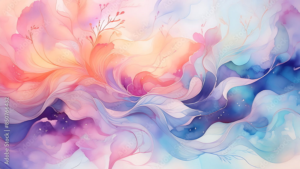 Serene Pastel Waves Flow Through an Abstract Landscape Serene Pastel Waves Flow Through an Abstract Landscape