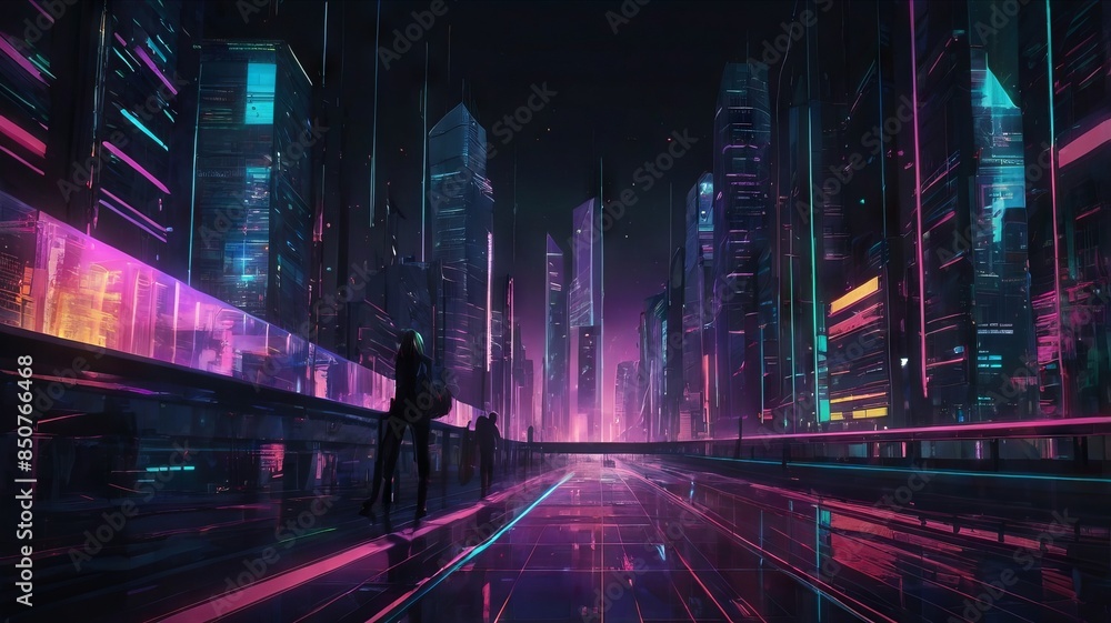 Sci-Fi Urban Design with Neon Lights Sci-Fi Urban Design with Neon Lights