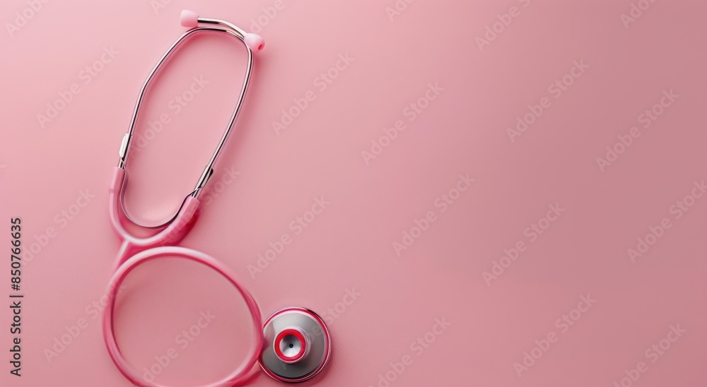 Pink Stethoscope on a Light Pink Background Pink Stethoscope on a Light Pink Background