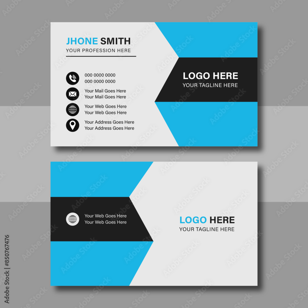 Business card template. Double sided business card design for business and personal use. Vector illustration, print ready
Business card template. Double sided business card design for business and personal use. Vector illustration, print ready
