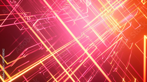 Orange and Pink glowing abstract geometric lines. PowerPoint and Business background.