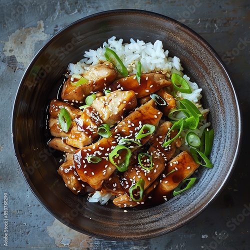 A delicious and easy to make teriyaki chicken with rice, the perfect weeknight meal. photo