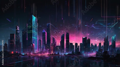 Wallpaper Mural Sci-Fi Urban Design with Neon Lights Torontodigital.ca