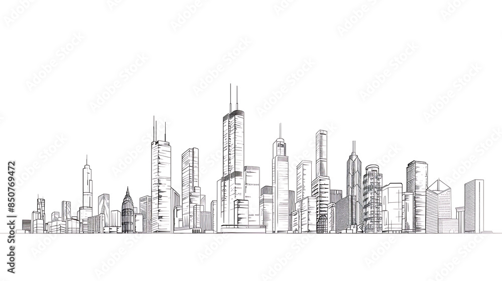 Fototapeta premium skyscraper line art, wallpaper, the beauty of the lines of buildings in the middle of the city