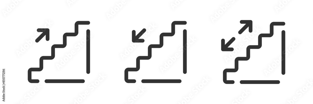 Stairs up, down icon set. Staircase walk. Upstairs, downstairs. Stairs up, down icon set. Staircase walk. Upstairs, downstairs.