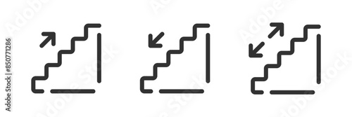 Stairs up, down icon set. Staircase walk. Upstairs, downstairs.