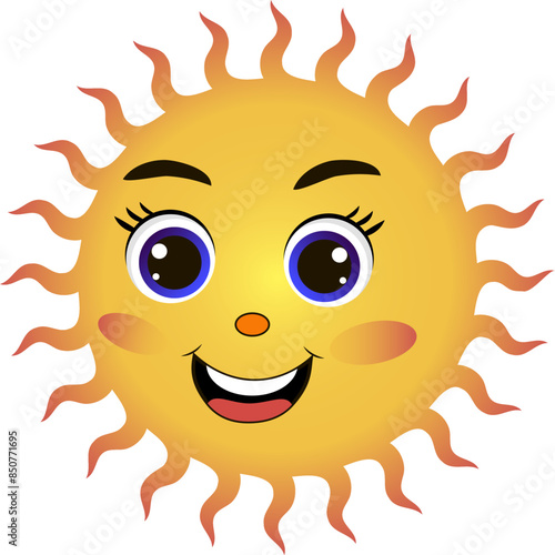 Cute cartoon sun isolated on a white background. Vector illustration 10 eps.