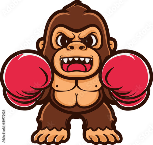 Boxing Gorilla Cartoon Vector Illustration