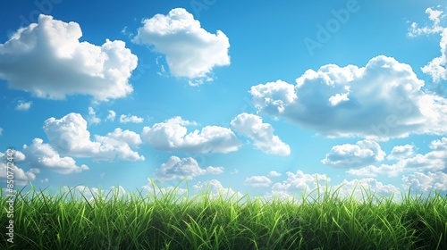 beautiful landscape with a meadow and a blue sky with clouds