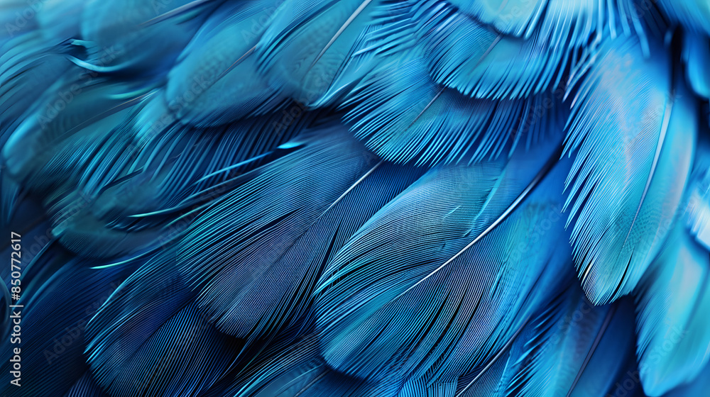 Fototapeta premium blue feather background, bird close up