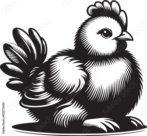 Chicken cartoon silhouette vector