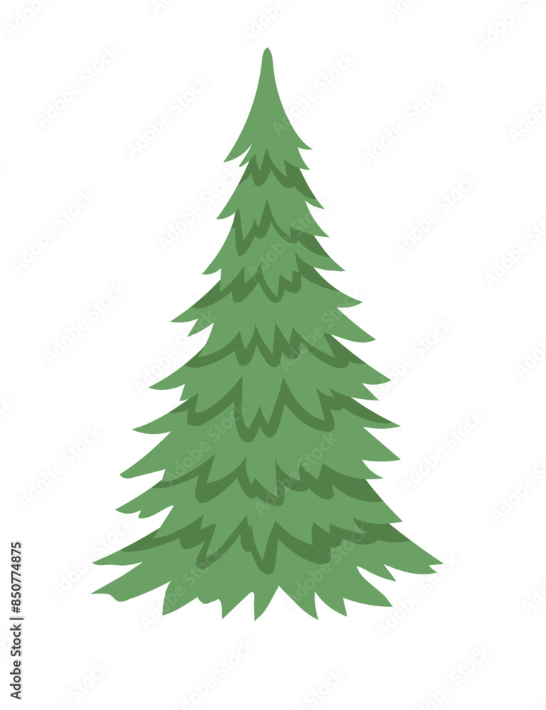 Green coniferous evergreen tree simple design vector illustration isolated on white background Green coniferous evergreen tree simple design vector illustration isolated on white background