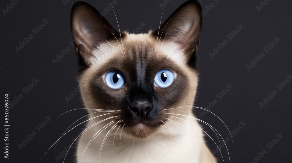 a Siamese cat on a black background a Siamese cat on a black background