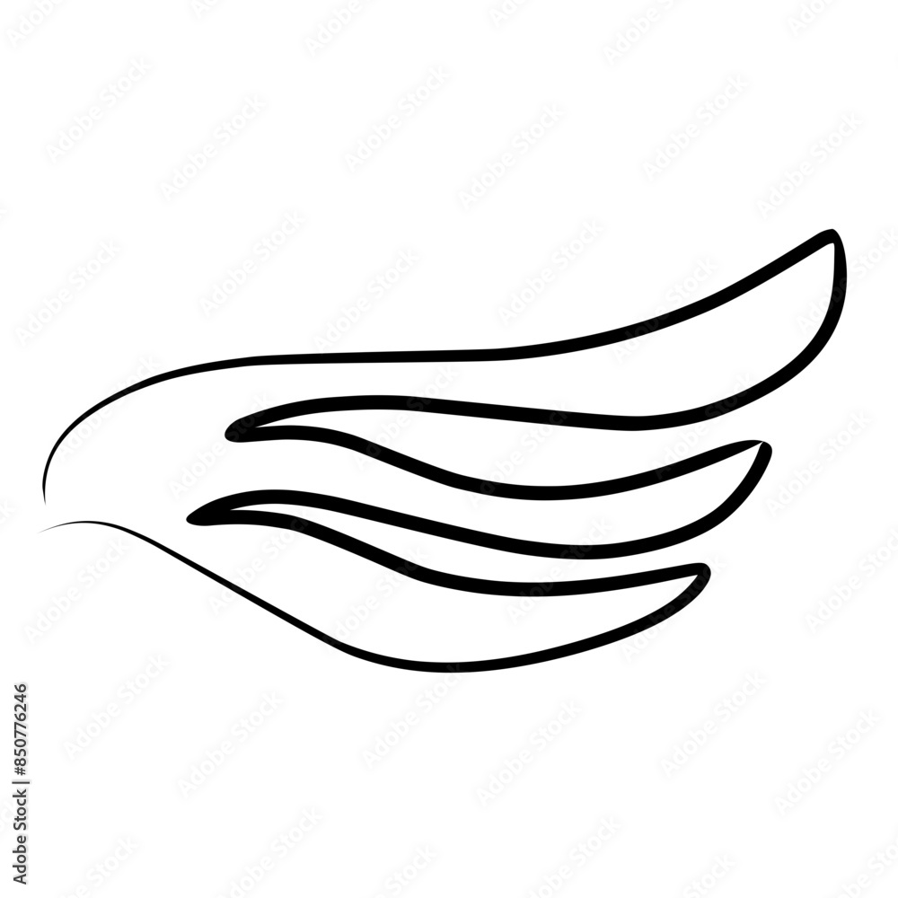 Hand drawn wing sketch. Outline vector Hand drawn wing sketch. Outline vector