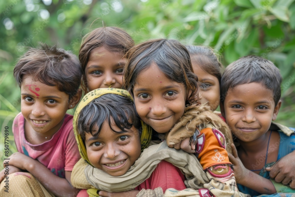 Unidentified indian children in the village. Unidentified indian children in the village.