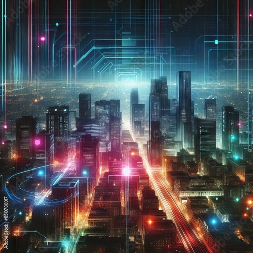 Sci-Fi Urban Design with Neon Lights © Galang
