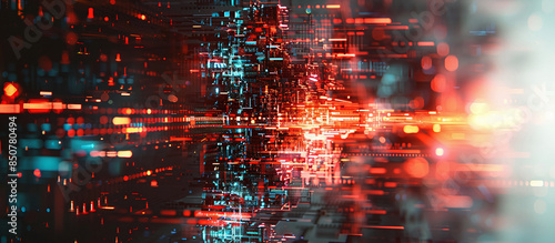 Wallpaper Mural Digital glitch effect on a vibrant multicolored background, representing a modern and edgy concept. Intense cyber data stream in motion with glitches, glitch art with lens noise and dust Torontodigital.ca