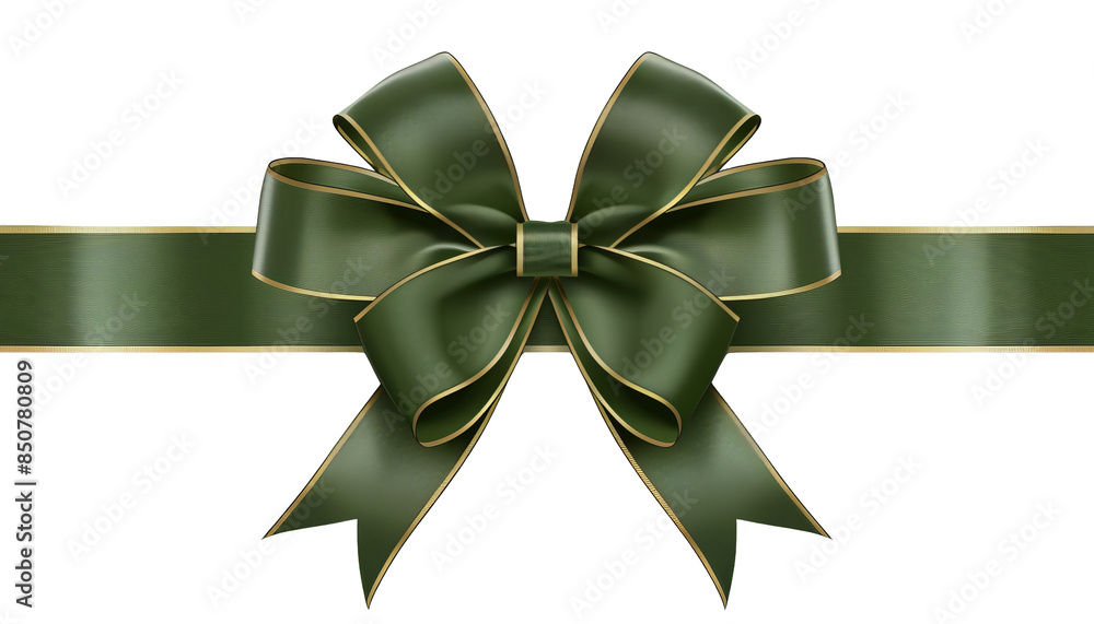Elegant green ribbon bow with gold edges on a transparent PNG Background, perfect for gift wrapping, decorations, holidays, and special occasions. Elegant green ribbon bow with gold edges on a transparent PNG Background, perfect for gift wrapping, decorations, holidays, and special occasions.