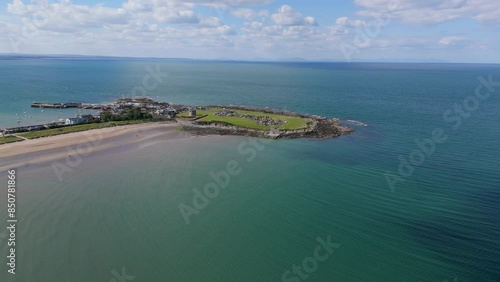 Stunning Coastal Drone Footage: Serene Sea, Island, and Beach Views