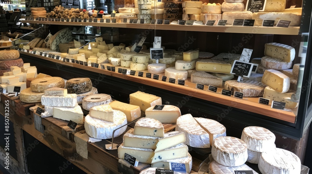 An artisanal cheese shop with a variety of cheeses from around the world and tasting samples AI generated An artisanal cheese shop with a variety of cheeses from around the world and tasting samples AI generated