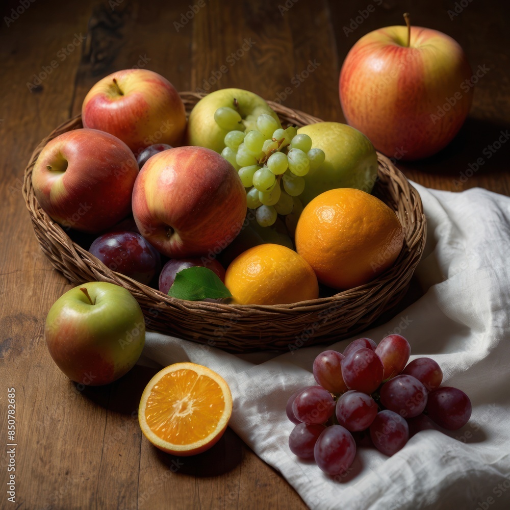 A bowl of assorted fruit sits on a table beneath a lamp, casting a warm glow on the vibrant colors. A bowl of assorted fruit sits on a table beneath a lamp, casting a warm glow on the vibrant colors.