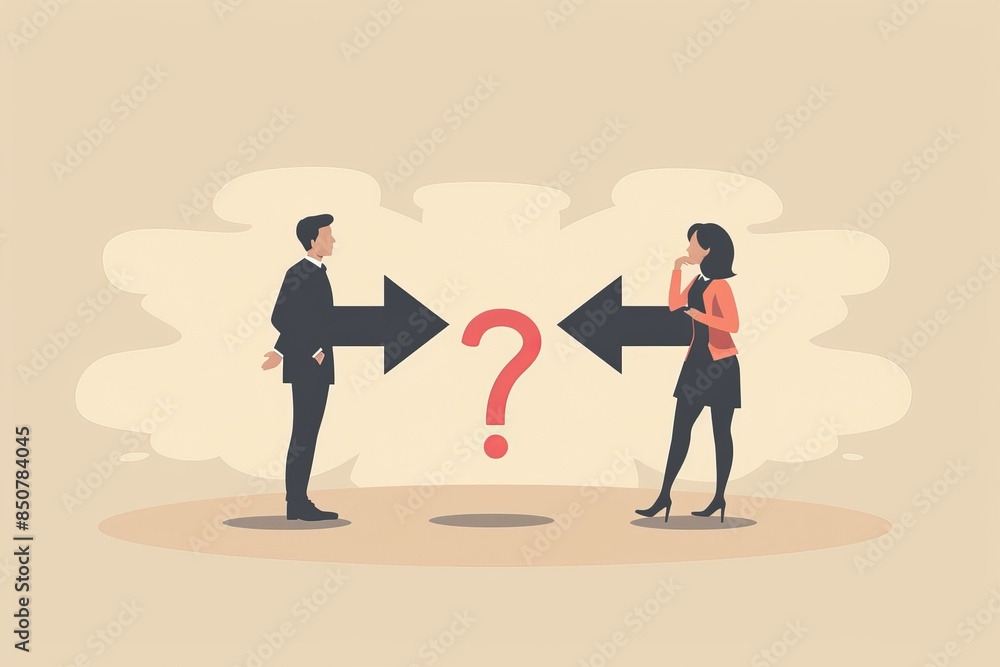 Business people considering different career paths, choosing career path, crossroads or decisions, challenges or opportunities. Business people considering different career paths, choosing career path, crossroads or decisions, challenges or opportunities.