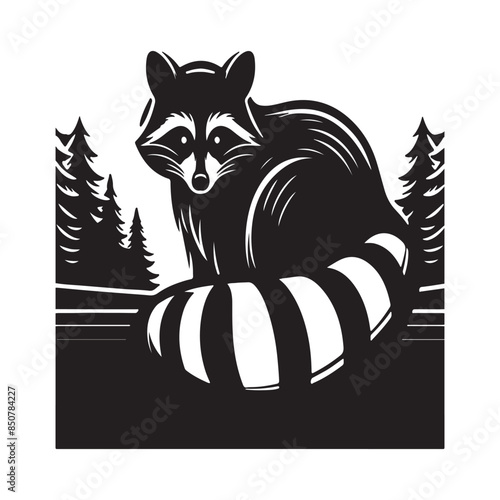 Raccoon Silhouette Vector Art Illustration