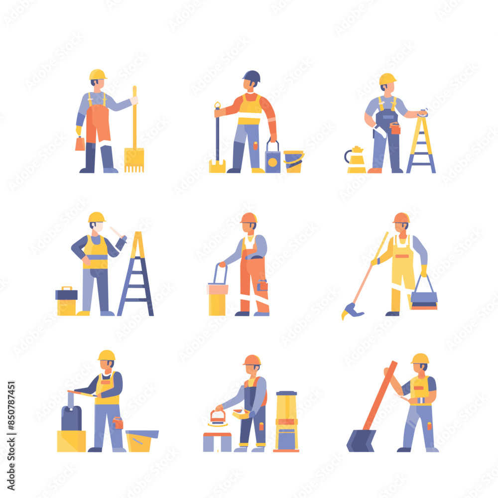 Flat design vector illustration of different workers Flat design vector illustration of different workers