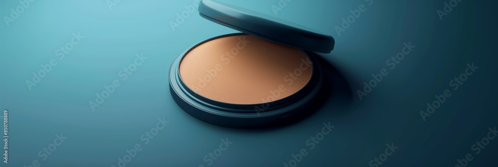 Compact Powder Case on Teal Background Compact Powder Case on Teal Background