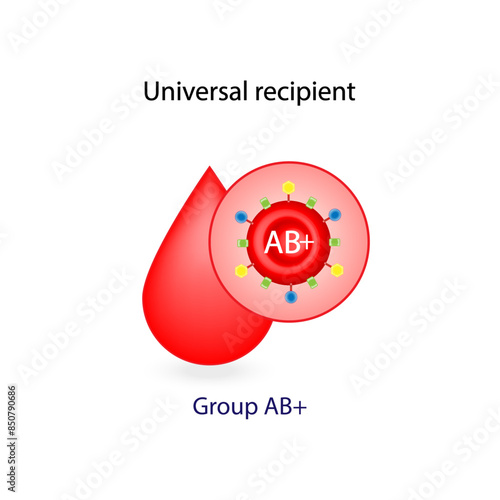 AB positive blood type, universal recipient. Blood donation. Vector illustration.