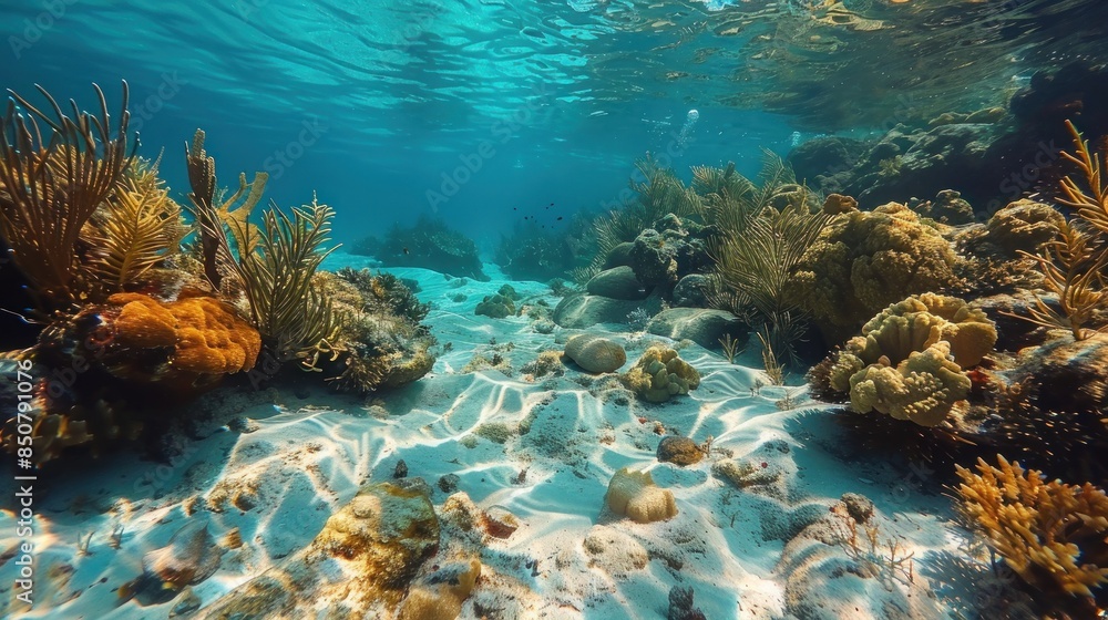 Underwater Coral Reef with Sunbeams