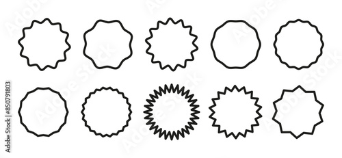 Circle lined borders. Set of curve edge frames. Wavy circles. Simple round frame. Graphic illustration. Geometric line design. Editable stroke.