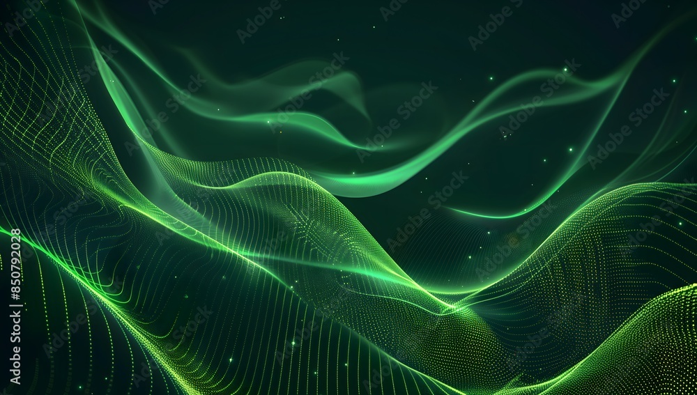 Abstract green glowing wavy lines dark background Abstract Green Concept Abstract green glowing wavy lines dark background Abstract Green Concept
