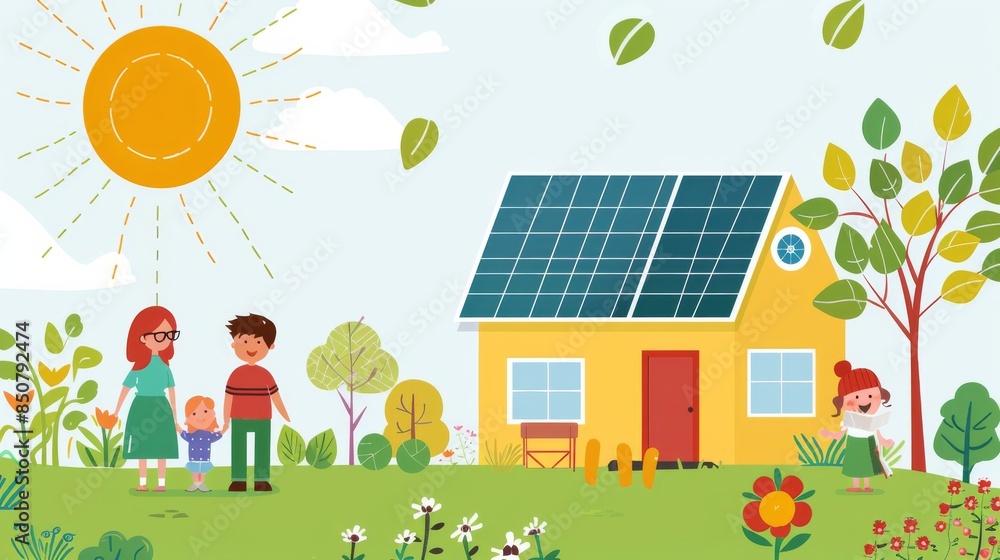 Everyday Life: Depict individuals or families using renewable energy in ...