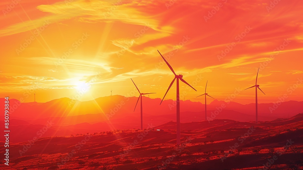 windmill on the prairie at sunset, renewable energy windmill on the prairie at sunset, renewable energy
