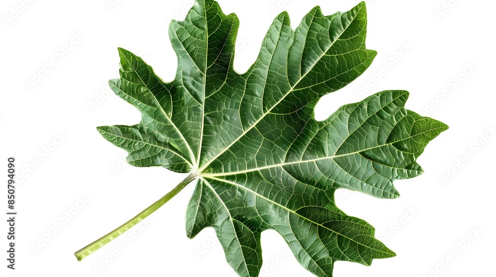 Lush Green Maple Leaf with Intricate Veins and Textured Surface in Natural Environment Lush Green Maple Leaf with Intricate Veins and Textured Surface in Natural Environment