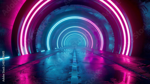 A detailed 3D render of an abstract corridor with rays of light and new highlights