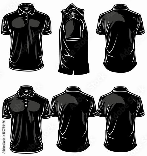 Black Polo Shirt Designs: Set of Six Stylish and Versatile Shirt Options