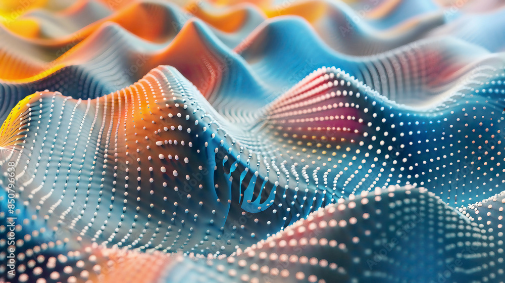 A detailed 3D render of an abstract halftone background composed of different dots A detailed 3D render of an abstract halftone background composed of different dots