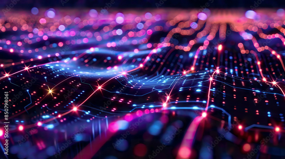 A high-resolution 3D illustration depicting cyber big data flow with blockchain data fields and network line connect streams T on AI technology digital communication and science research A high-resolution 3D illustration depicting cyber big data flow with blockchain data fields and network line connect streams T on AI technology digital communication and science research