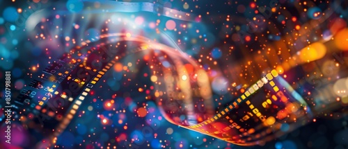 Digital Evolution Film Roll to Data Stream with Vibrant 3D Effects