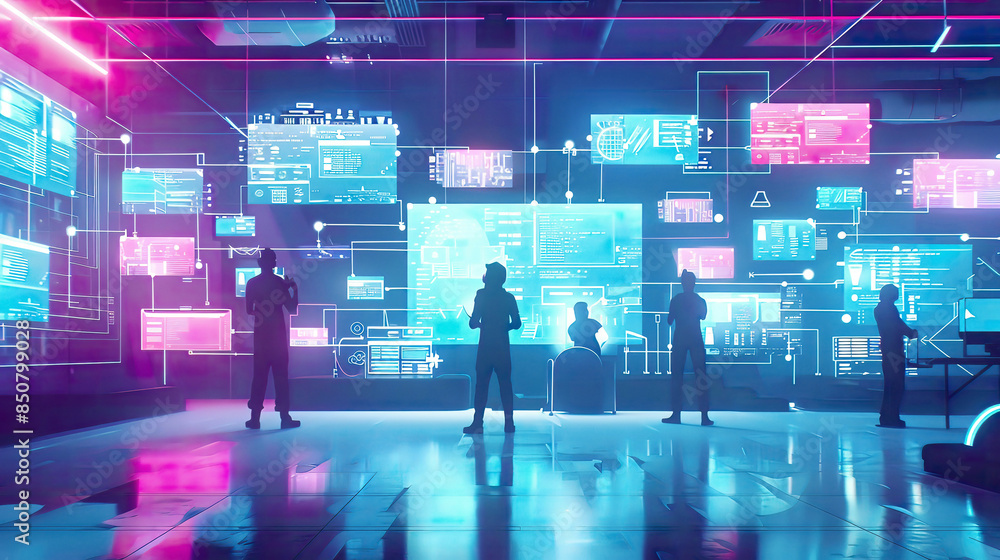 A high-resolution image of featuring the development of programming and coding technologies with website design in a virtual diagram A high-resolution image of featuring the development of programming and coding technologies with website design in a virtual diagram