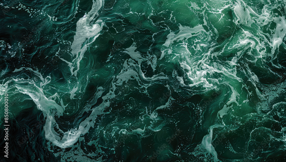 AERIAL VIEW OF REVOLTED WAVES IN THE MEDITERRANEAN SEA ILLUMINATED BY THE SUN , GREEN MARBLE BACKGROUND AERIAL VIEW OF REVOLTED WAVES IN THE MEDITERRANEAN SEA ILLUMINATED BY THE SUN , GREEN MARBLE BACKGROUND
