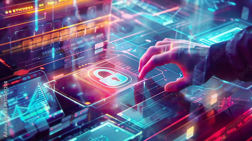A photorealistic depiction of a businessman s hand interacting with a VR screen A photorealistic depiction of a businessman s hand interacting with a VR screen